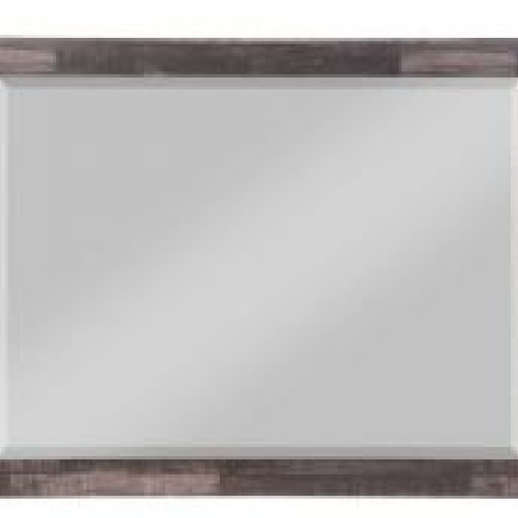 48 Inch Wood Mirror, Landscape, Beveled, Rustic Brown - View 3