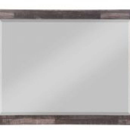 48 Inch Wood Mirror, Landscape, Beveled, Rustic Brown - View 3