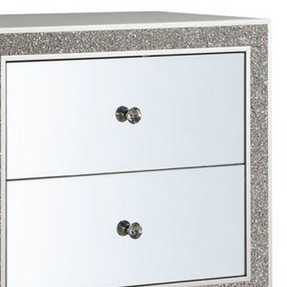 Nightstand with Mirrored Front 2 Drawers, Champagne Silver - View 4