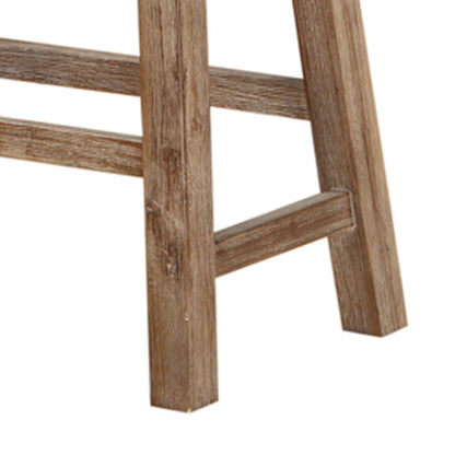 Wooden Frame Saddle Seat Counter Height Stool with Angled Legs, Brown - View 4