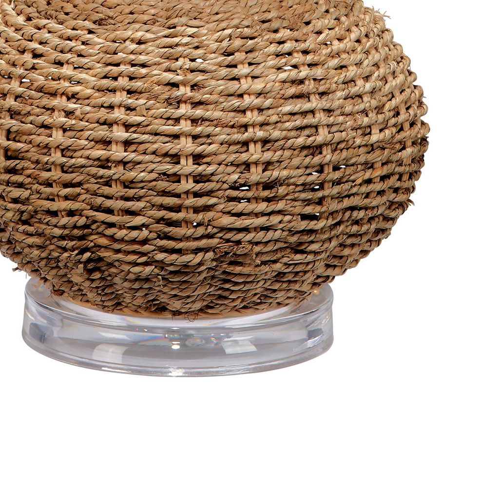 25 Inch Table Lamp, Rattan Woven, Inverted Tapered Shade, White, Beige - View 3