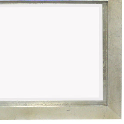 Contemporary Style Rectangular Wooden Frame Wall Mirror, Silver - View 2