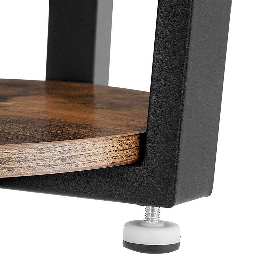 Stylish Iron and Wood End Table with Open Bottom Storage Shelf, Brown and Black - View 2