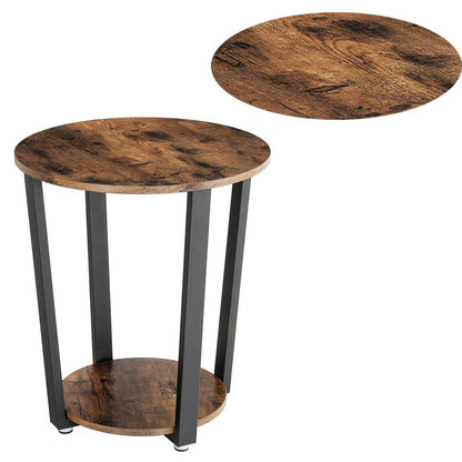 Stylish Iron and Wood End Table with Open Bottom Storage Shelf, Brown and Black - View 5