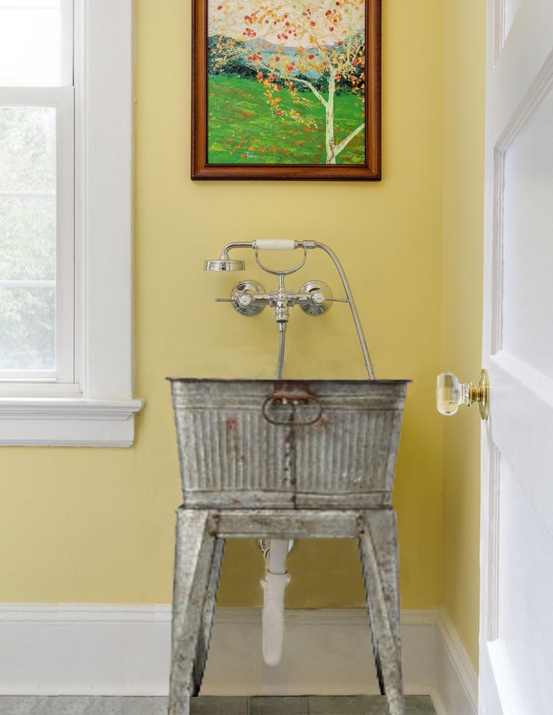 32" Multi-Functional Galvanized Metal Tub on Stand with Angled Legs, Gray - View 5
