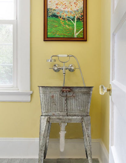 32" Multi-Functional Galvanized Metal Tub on Stand with Angled Legs, Gray - View 5