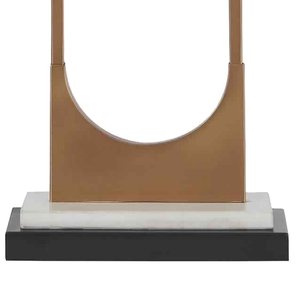 U Shaped Metal Body Table Lamp with Marble Base, Gold and Black - View 4