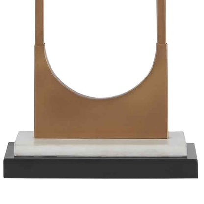U Shaped Metal Body Table Lamp with Marble Base, Gold and Black - View 4