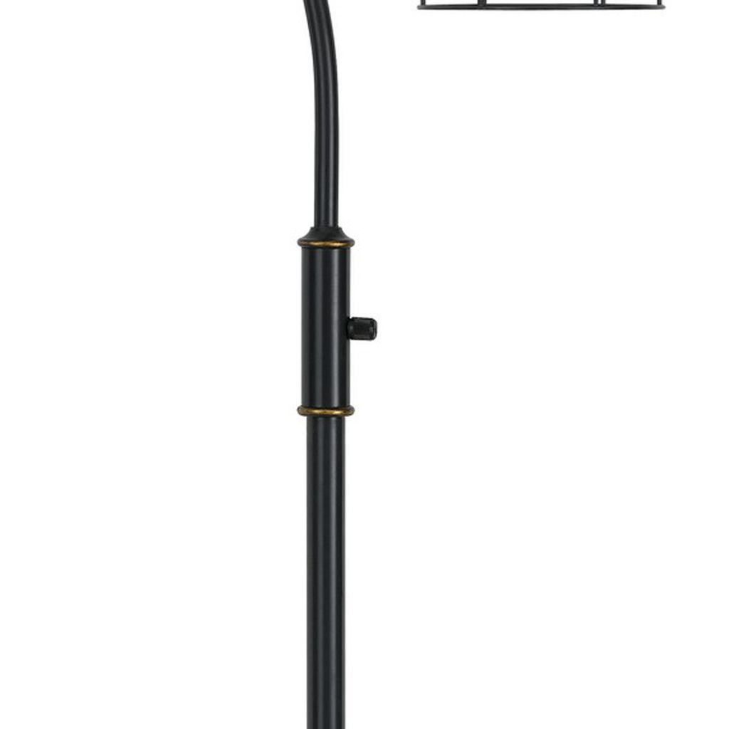 60 Inch Metal Downbridge Design Floor Lamp with Caged Shade, Dark Bronze - View 2