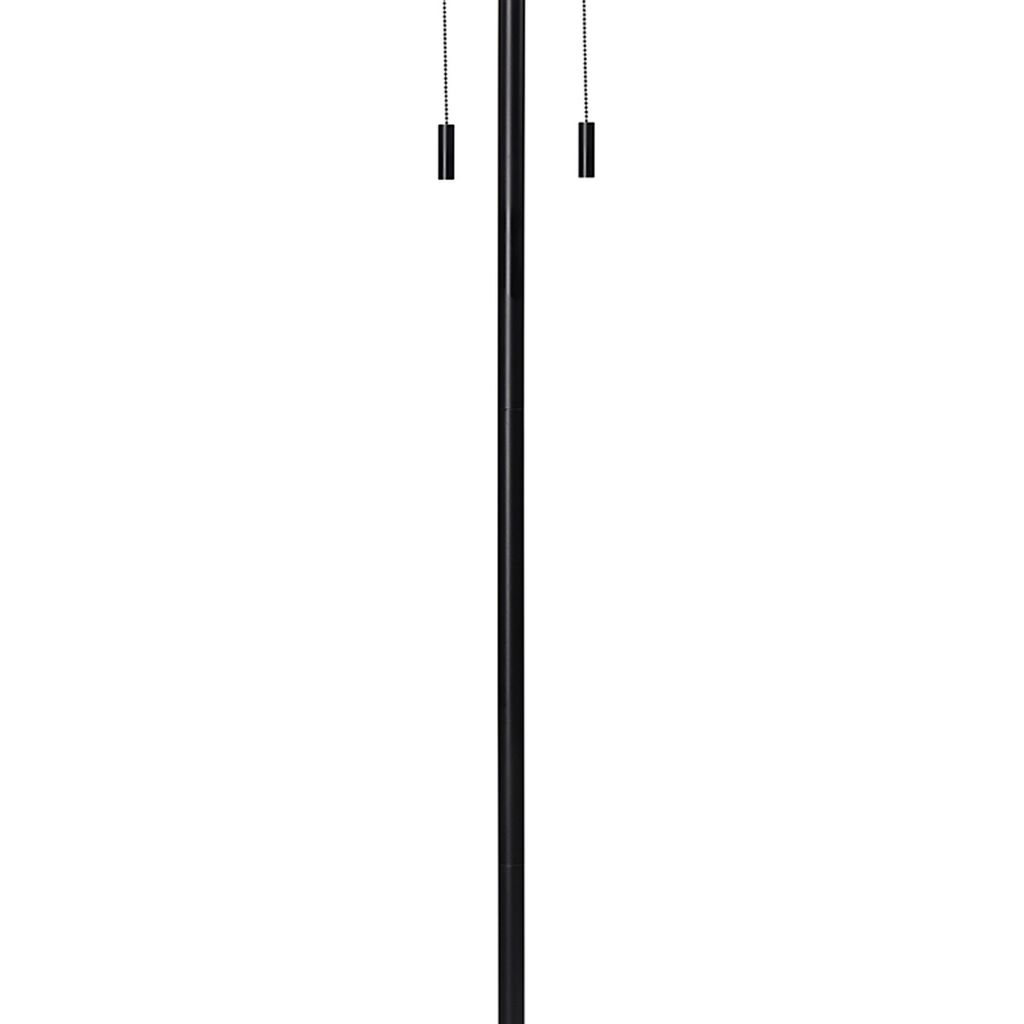 Floor Lamp with Drum Shade and Pull Chain, White and Black - View 4