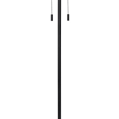 Floor Lamp with Drum Shade and Pull Chain, White and Black - View 4