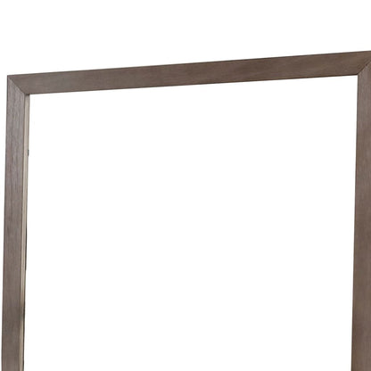 36 Inch Mirror with Rectangular Wooden Frame, Brown - View 2