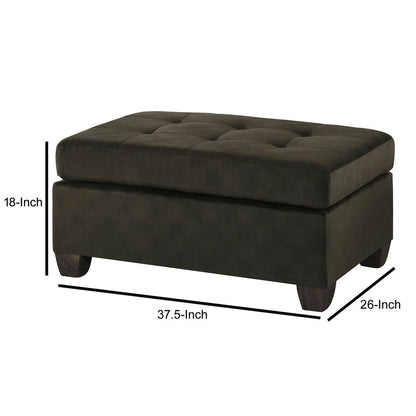 Polyester Upholstered Ottoman With Tufted Seat, Chocolate Brown - View 5