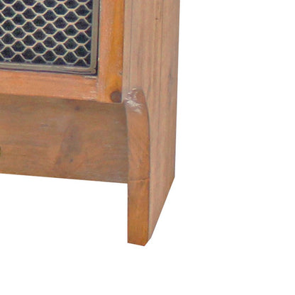 Wooden Wall Shelf with 4 Hooks and 3 Wire Baskets, Brown - View 6