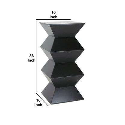Contemporary Style Faceted Pedestal with Square Top, Black - View 5