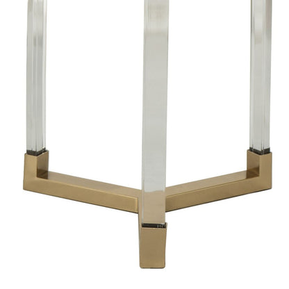 24, 21 Accent Tables, Acrylic Clear Legs, Glass Top, Set of 2, Gold - View 4