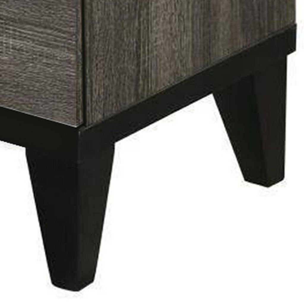 2 Drawer Wooden Nightstand with Grains and Angled Legs, Gray - View 4