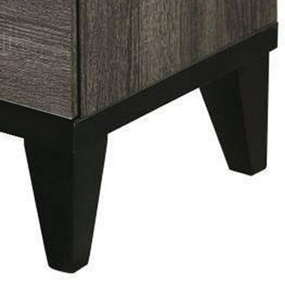 2 Drawer Wooden Nightstand with Grains and Angled Legs, Gray - View 4