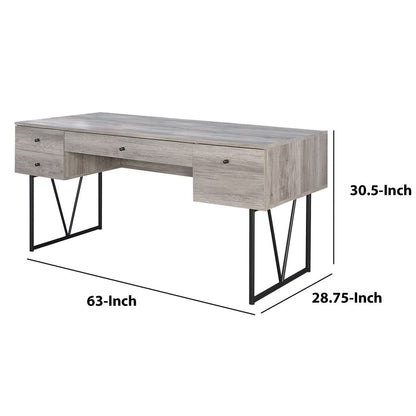 Chic Atelier Writing Desk 4 Drawer, Driftwood Gray - View 5