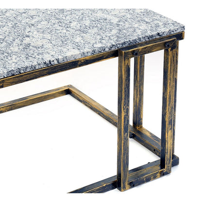 22 Inch Granite Top Plant Stand, Cast Iron Frame, Gray, Black, Gold - View 3