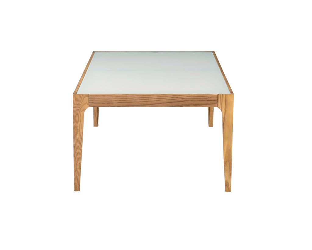 Wooden Frame Rectangular Coffee Table with Beveled Tempered Glass Top, Brown and Clear - View 6