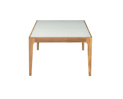 Wooden Frame Rectangular Coffee Table with Beveled Tempered Glass Top, Brown and Clear - View 6