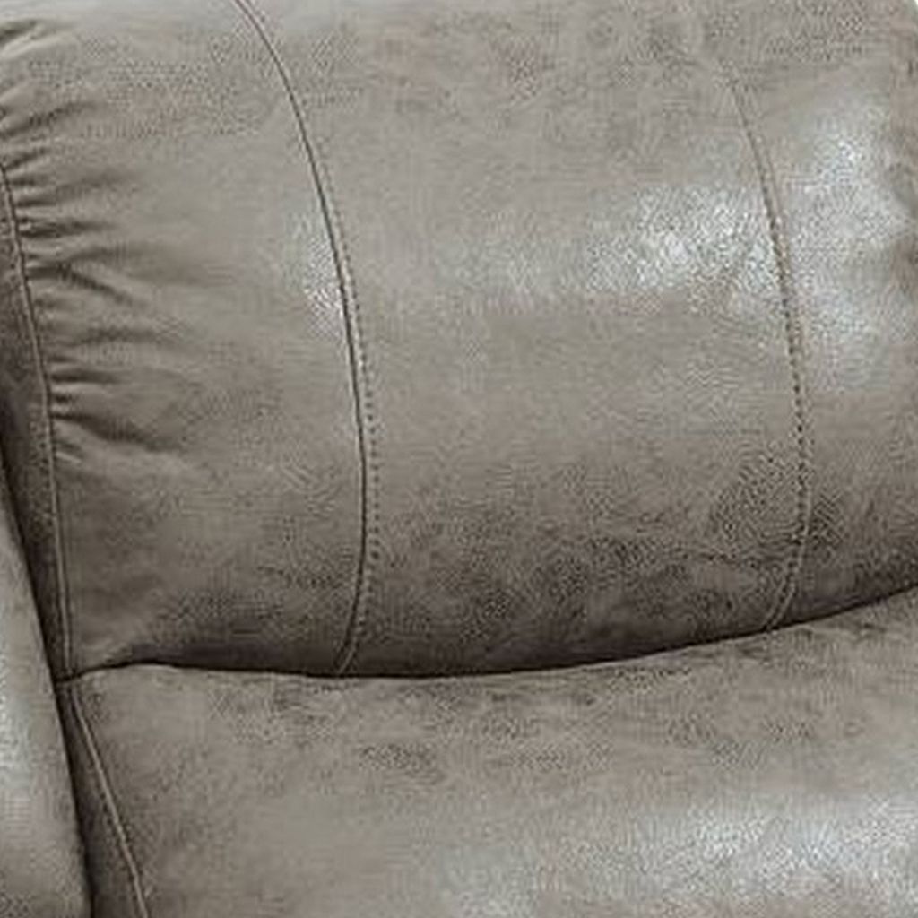 40 Inch Vegan Faux Leather Power Recliner with USB Port, Stone Gray - View 4