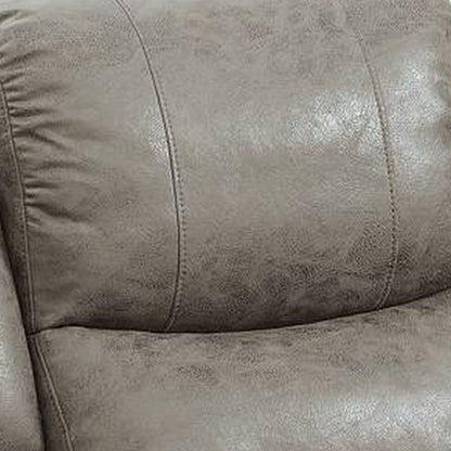 40 Inch Vegan Faux Leather Power Recliner with USB Port, Stone Gray - View 4