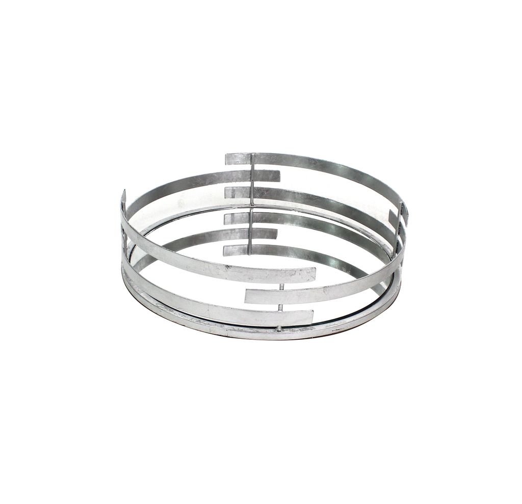 Round Metal Tray Set of 2 with Mirror Panel Inserts, Silver