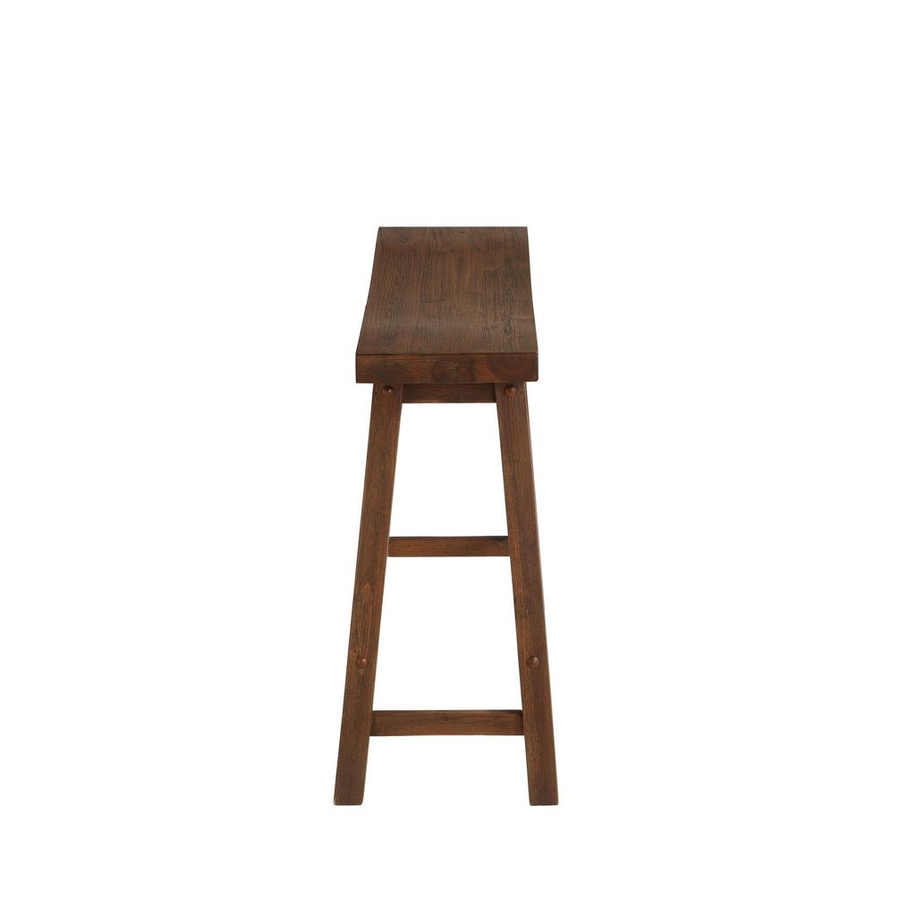 Saddle Design Wooden Bench with Grain Details, Brown - View 3
