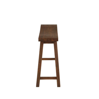 Saddle Design Wooden Bench with Grain Details, Brown - View 3
