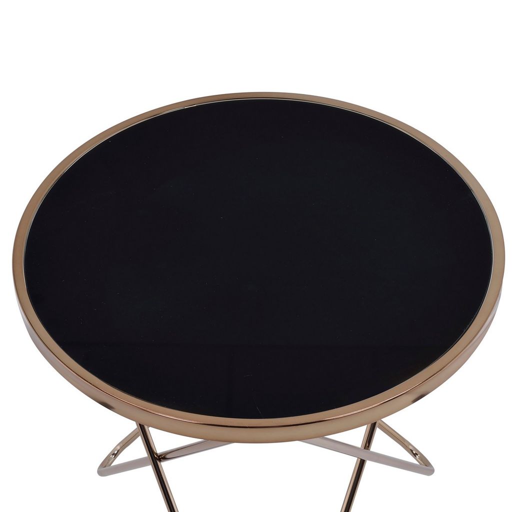 Valora End Table, Black Glass & Champagne - View 3