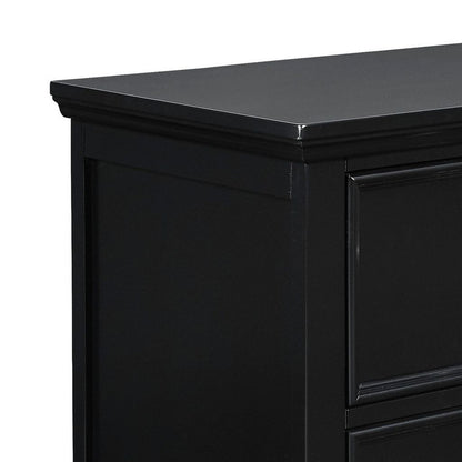 Umi 2 Drawer Wooden nightstand with Tapered Legs and Metal Rings, Black - View 2