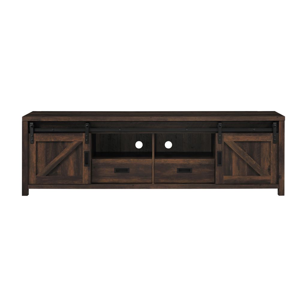 Sem 79 Inch TV Media Entertainment Console, 2 Drawers, Dark Brown Finish - View 2