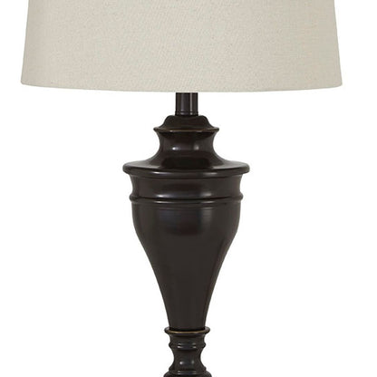 Metal Table Lamp with Turned Pedestal Base, Set of 2, Bronze - View 3