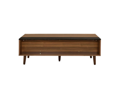 Wooden Coffee Table with Lift Top Storage and 1 Open Shelf, Walnut Brown - View 2
