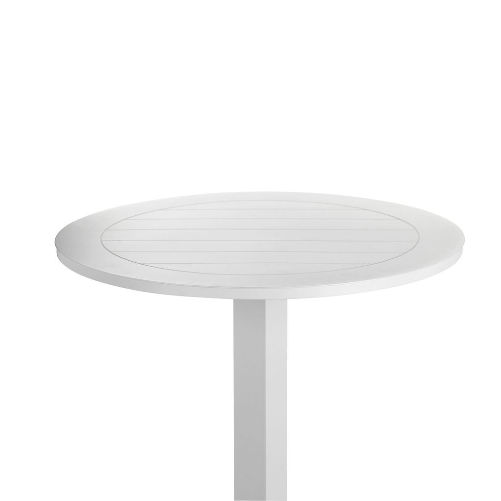 Keli 43 Inch Outdoor Bar Table, White Aluminum Frame, Foldable Design - View 2