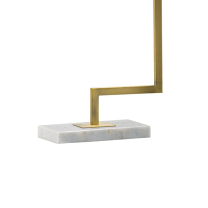 25 Inch Modern Geometric Table Lamp, Square Shade, White Marble Base, Gold - View 3