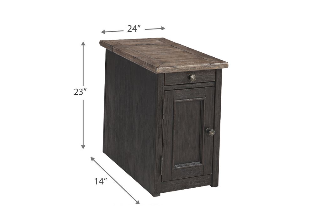 Wooden End Table with 2 USB Charging Ports, Brown - View 5