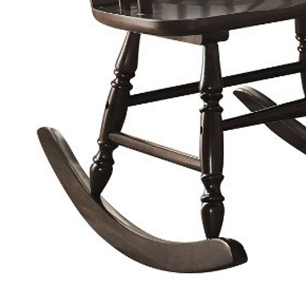 Traditional Style Wooden Rocking Chair with Contoured Seat, Black - View 5
