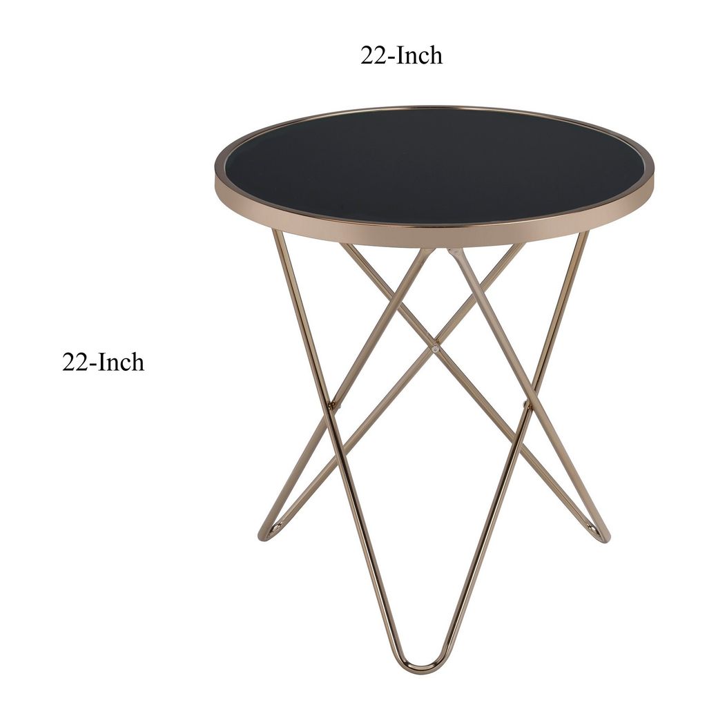 Valora End Table, Black Glass & Champagne - View 6