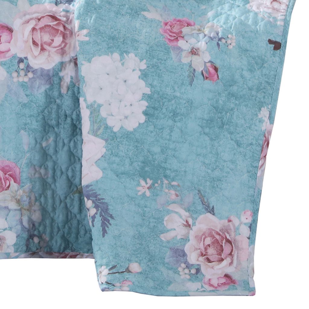 50 x 60 Inch Microfiber Throw Blanket, Floral Print, Blue, Pink, White - View 5