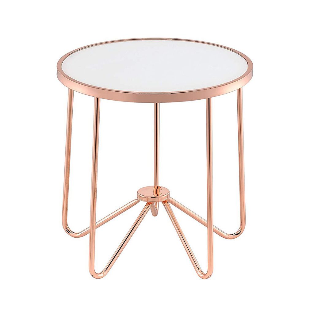 Alivia End Table, Frosted Glass & Rose Gold - View 3