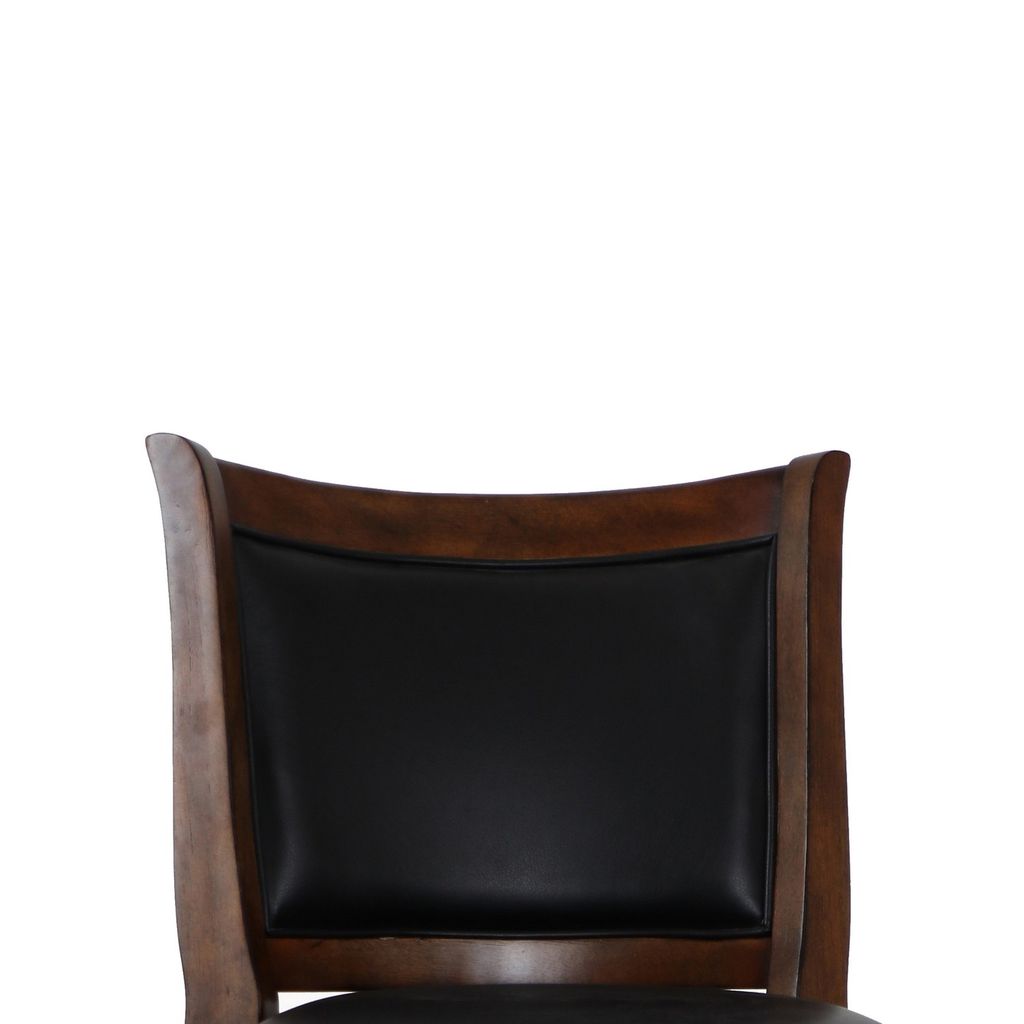Curved Swivel Barstool with Leatherette Padded Seating, Brown and Black - View 2