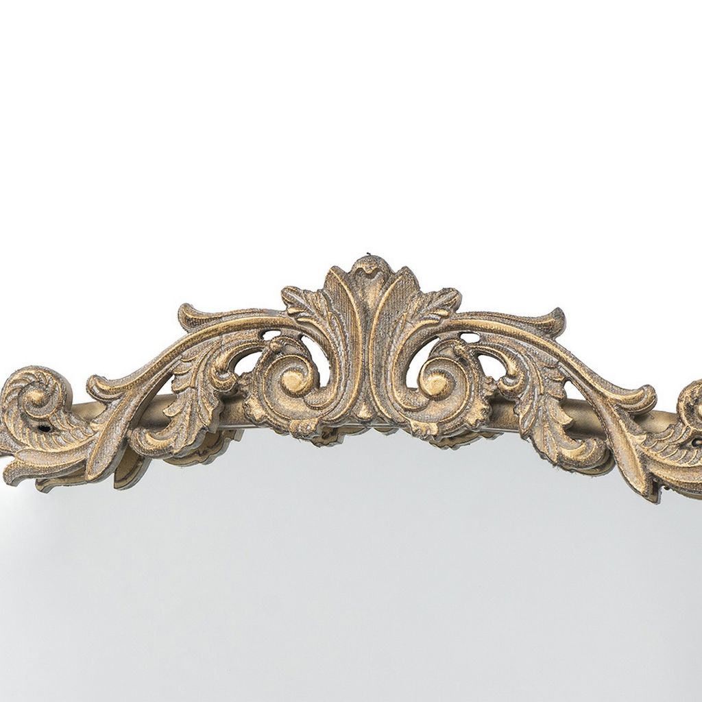 Kea 42 Inch Large Wall Mirror, Gold Curved Metal Frame, Baroque Design - View 3