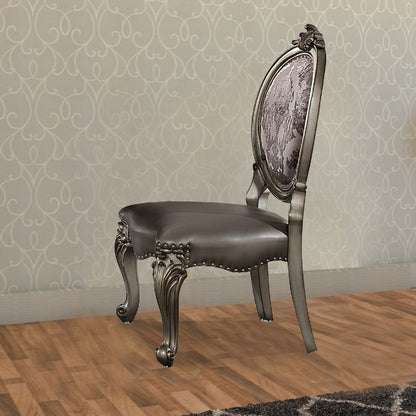 Dining Chair, Vegan Leather, Cabriole Legs, Set of 2, Silver - View 7