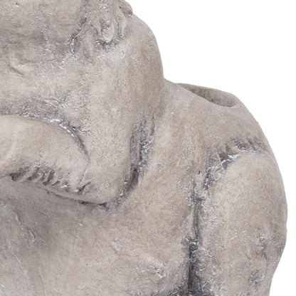 Antique Styled Raw Textured Polyresin Standing Rabbit Planter, Gray - View 3