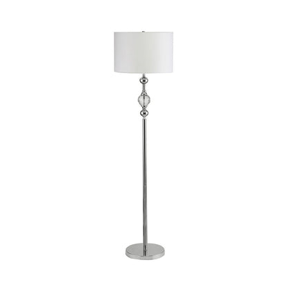 Floor Lamp with Metal Frame and Crystal Accent, White