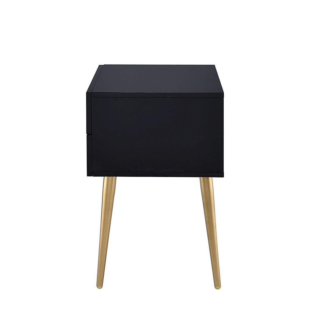 Denvor Square End Table with Drawers, Black & Gold - View 5