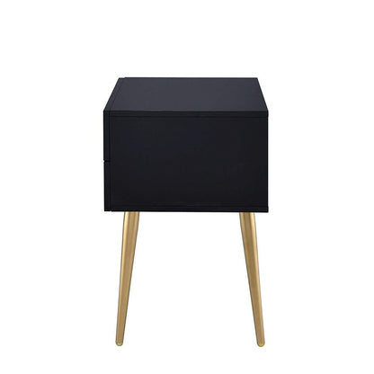 Denvor Square End Table with Drawers, Black & Gold - View 5